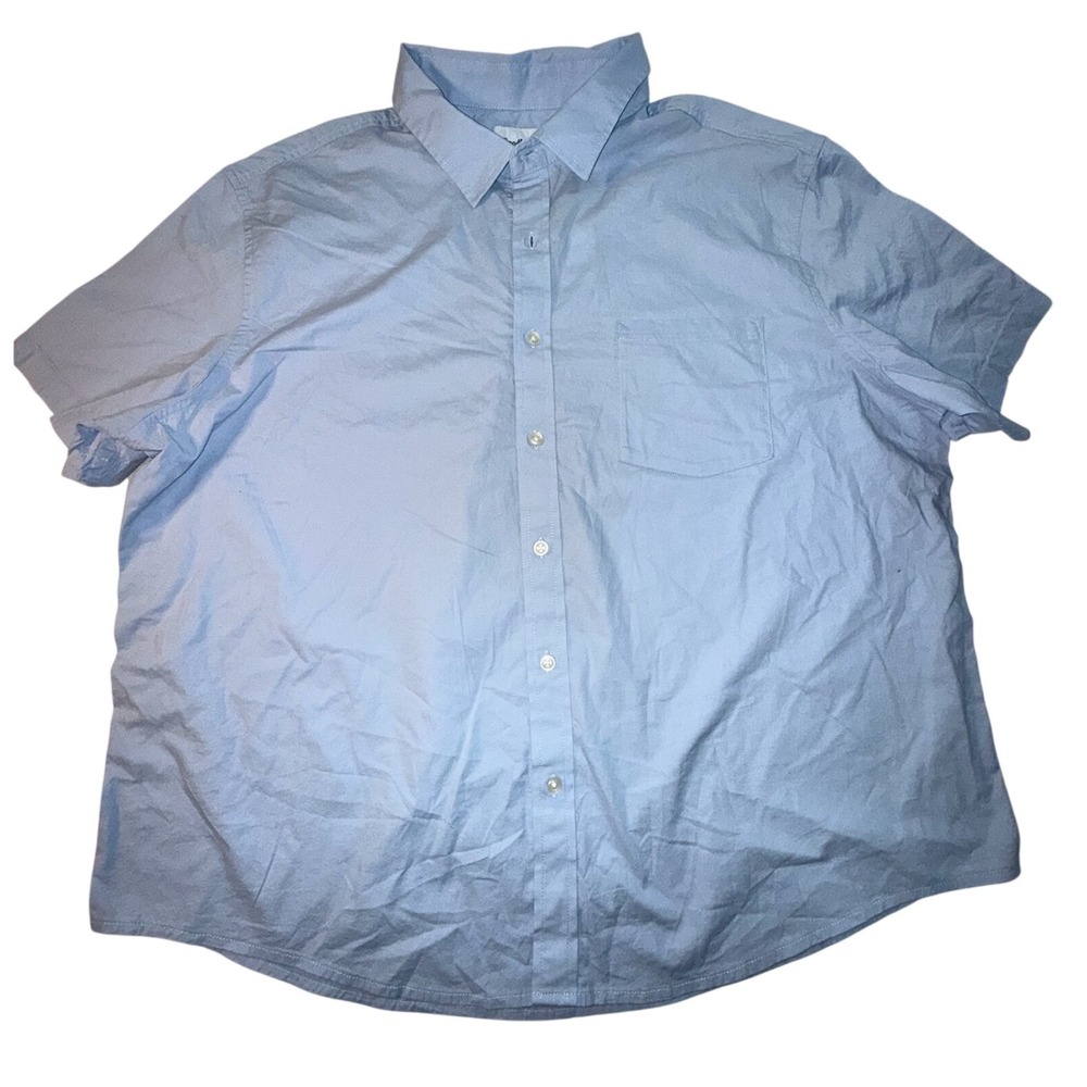 Goodfellow & Co Mens XXL Blue Short Sleeve Poplin Button Down Shirt Every Wear